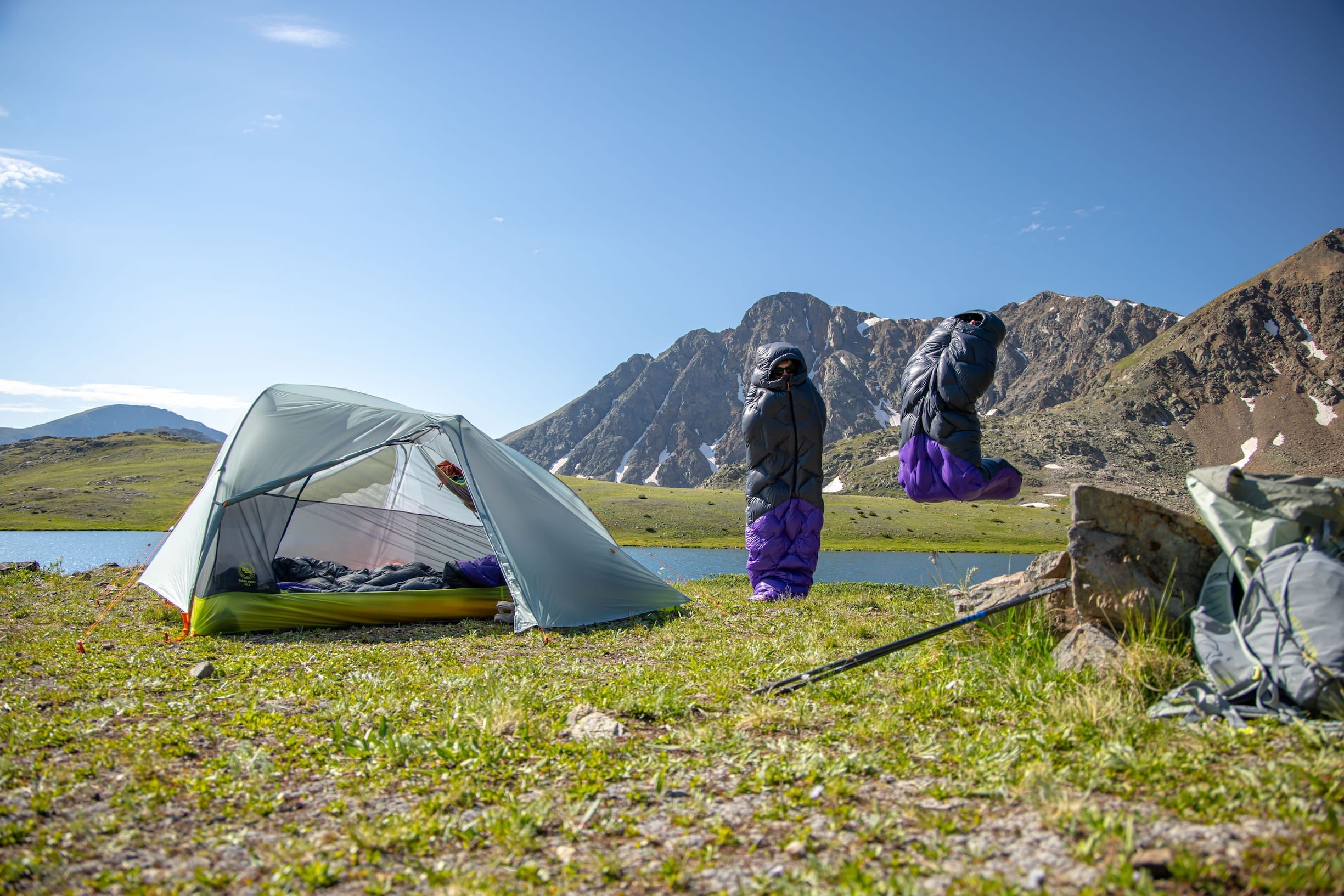 Jumping for joy in Fly Creek UL 25 Sleeping Bags