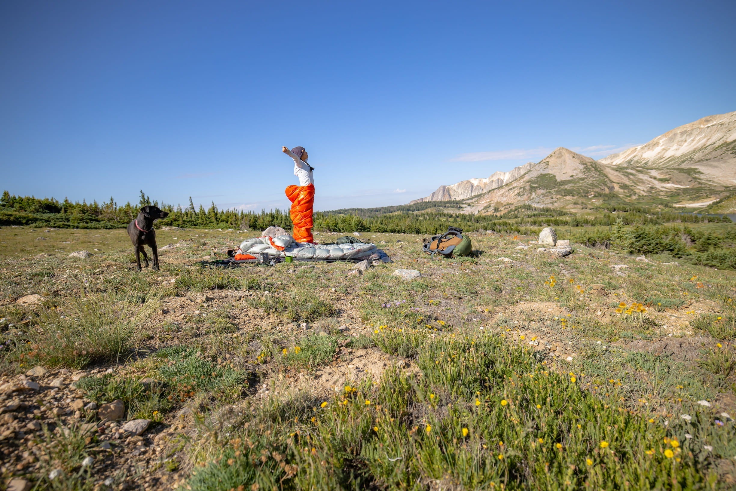 jumping for joy in the backcountry