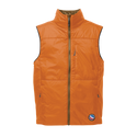 Orange vest with a brand logo on a white background
