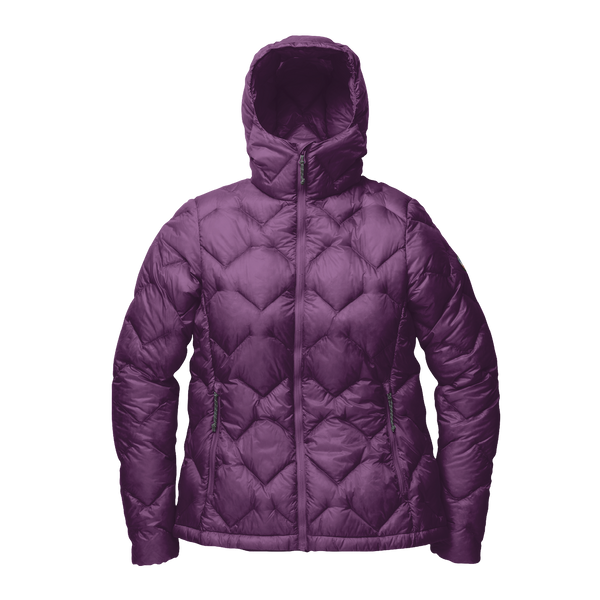 Purple quilted jacket on a white background