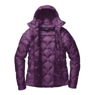 Purple quilted jacket on a white background