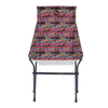 The Big Agnes Big Six Camp Chair - Alpenglow is a lightweight, packable camp chair with a black metal frame and a colorful seat featuring a vibrant abstract mountain landscape in red, purple, blue, and orange.