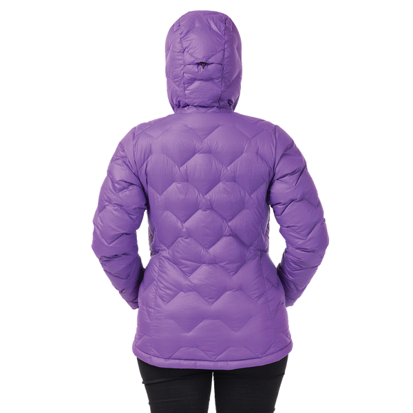 Purple quilted jacket on a white background