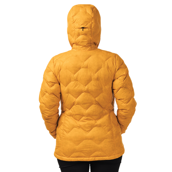 Yellow quilted jacket on a white background