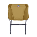Brown camping chair with a logo on a white background