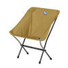 Brown camping chair with a logo on a white background