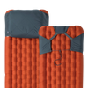 Orange and blue camping mattress on a white background