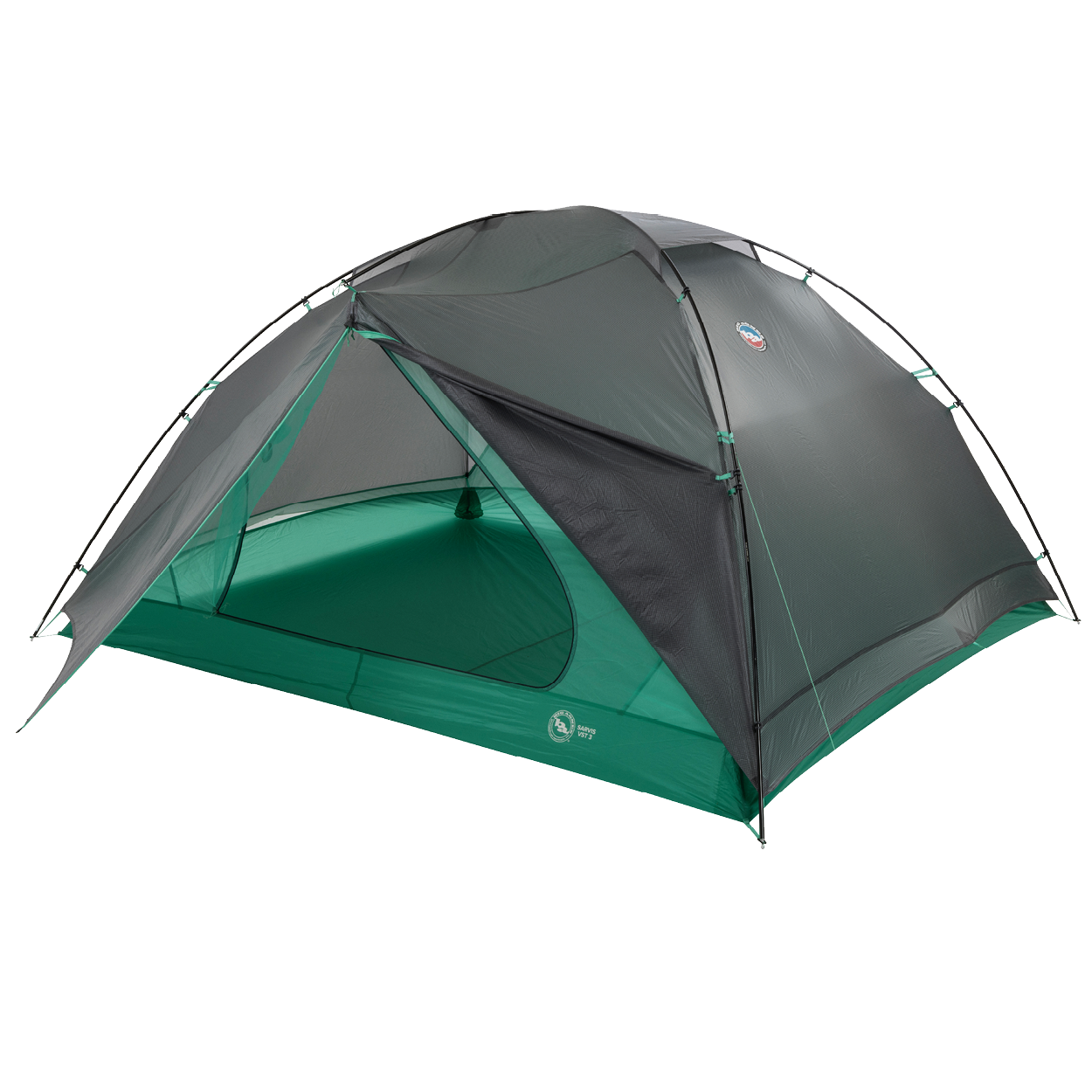 Green and gray tent on a white background