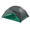 The Sarvis VST 3 by Big Agnes Europe is a green and gray dome-shaped tent made with Hyperbead fabric, shown with a partially open door revealing the interior and mesh ventilation panels against a white background.