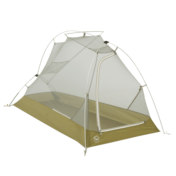 Camping tent with mesh walls on a white background