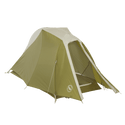 Green and beige tent with a visible brand logo on a white background