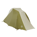 Green and beige tent with a logo on a white background
