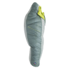 The Big Agnes Sidewinder 0˚ is a green and gray mummy-style sleeping bag with a bright green interior, body mapped insulation for targeted warmth, shown zipped up and lying flat on a white background.
