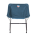 Blue camping chair with a logo on the backrest against a white background