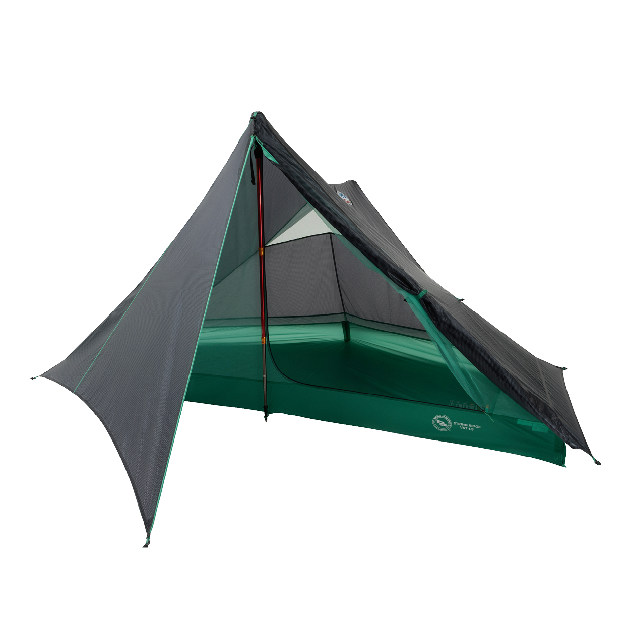 Green and gray tent on a white background