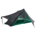 Camping tent with green interior on a white background