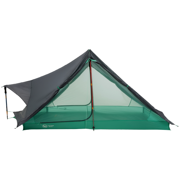 Green and black tent on a white background