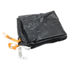 Black tarp with orange straps on a white background