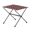 The Big Agnes Woodchuck Camp Table - Alpenglow is a lightweight, foldable outdoor table featuring black metal legs and a rectangular top with a colorful abstract design, shown on a plain white background.