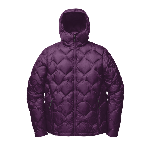 Purple quilted jacket on a white background