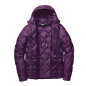 Purple quilted jacket on a white background