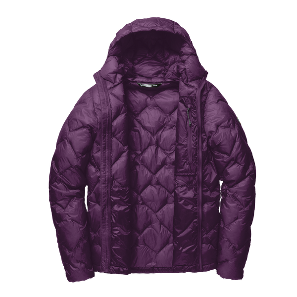 Purple quilted jacket on a white background