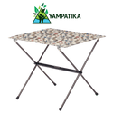 Portable folding table with patterned top on a white background, featuring Yampatika brand logo.