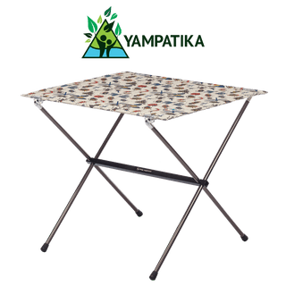 Portable folding table with patterned top on a white background, featuring Yampatika brand logo.