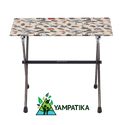 Portable folding table with floral pattern on a white background, featuring Yampatika brand logo.